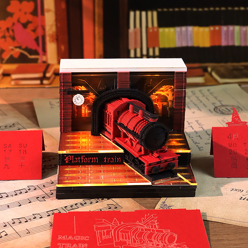 Close-up of Magic Platform 3D memo pad pages with weekly planner layout