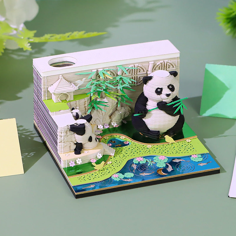 Eco-friendly paper detail of Panda Bamboo Garden 3D memo pad by NINEGOODS