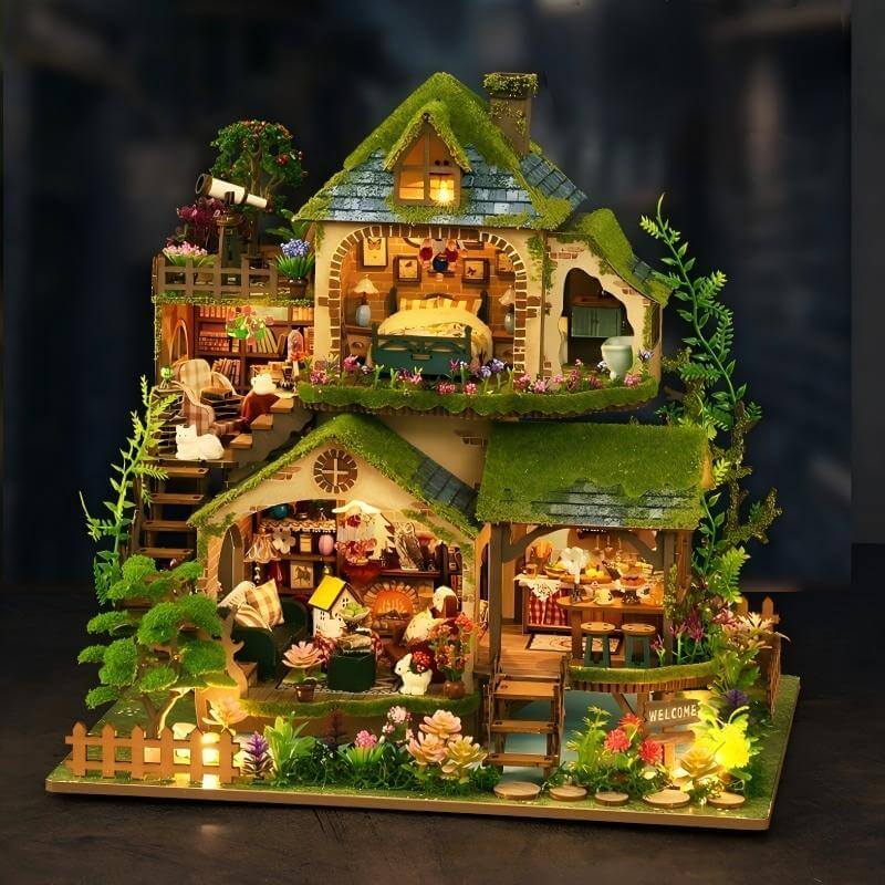 Adventure Forest Wooden Model Kit scene view - NINEGOODS