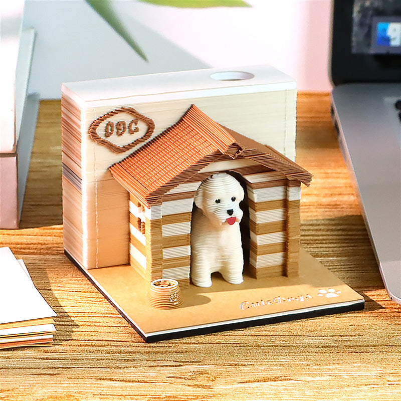 Eco-friendly paper detail of Animal Pet House 3D memo pad by NINEGOODS
