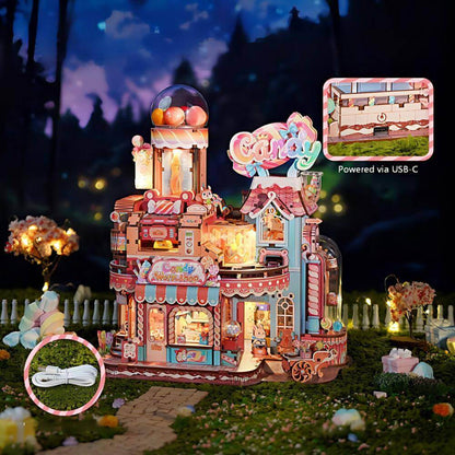 Candy Workshop Wooden Model Kit  op view - ninegoods