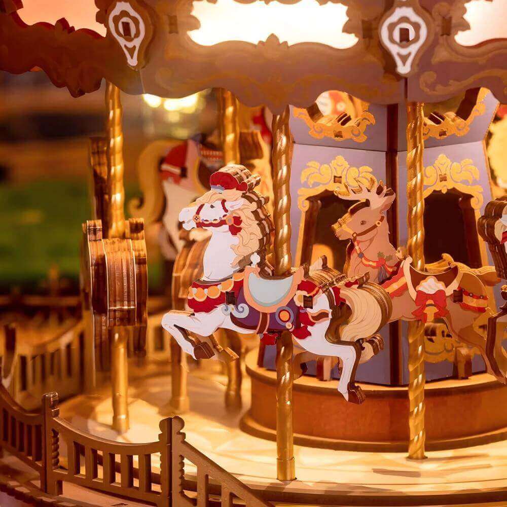Carousel Music Box Wooden Model Kit Detail -  NINEGOODS