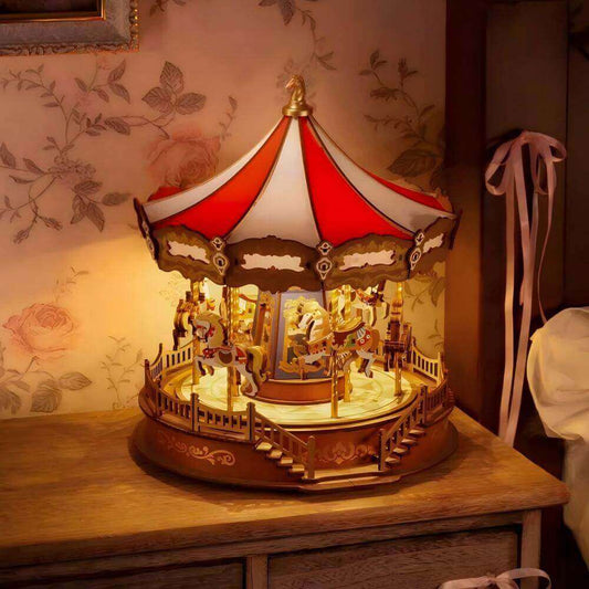 Carousel Music Box Wooden Model Kit Scene -  NINEGOODS