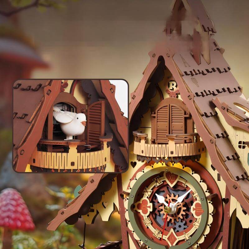 Pull-cord light switch detail – Magic Forest wooden cuckoo clock kit