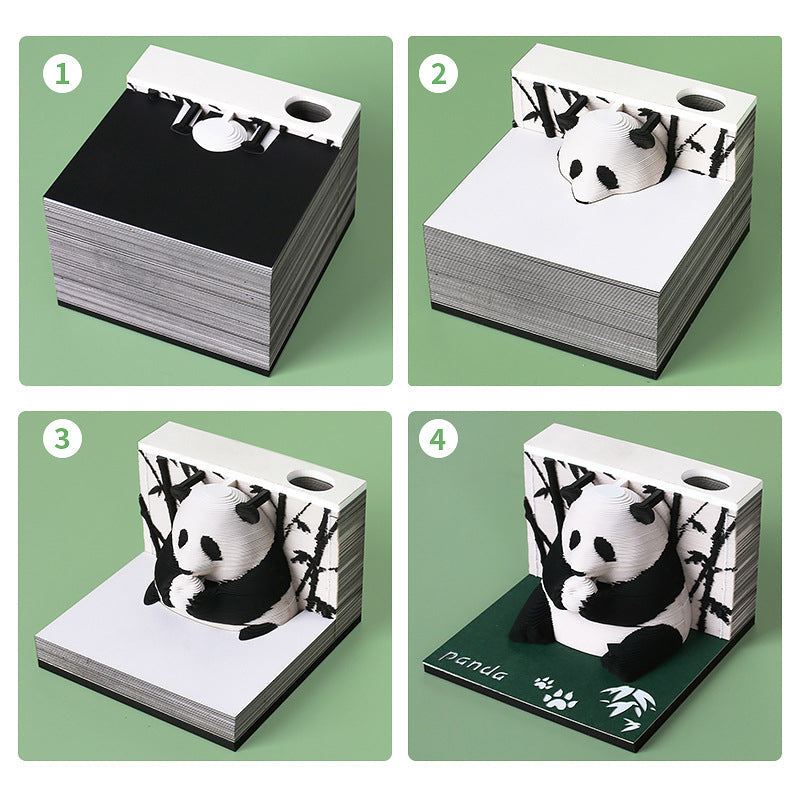 Cute Panda 3D memo pad weekly planner assembly process – NINEGOODS