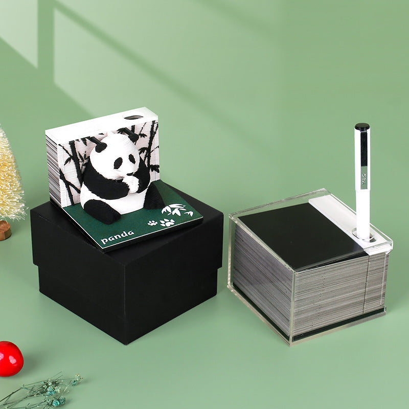 Cute Panda 3D memo pad weekly planner scene view – NINEGOODS
