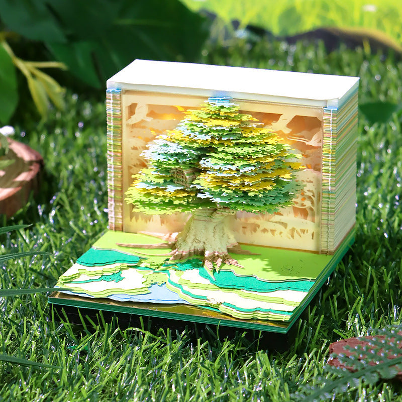 Eco-friendly paper detail of Enchanted Treehouse 3D memo pad by NINEGOODS