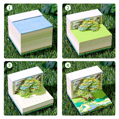 Whimsical treehouse desk sculpture memo pad – gift for stationery lovers