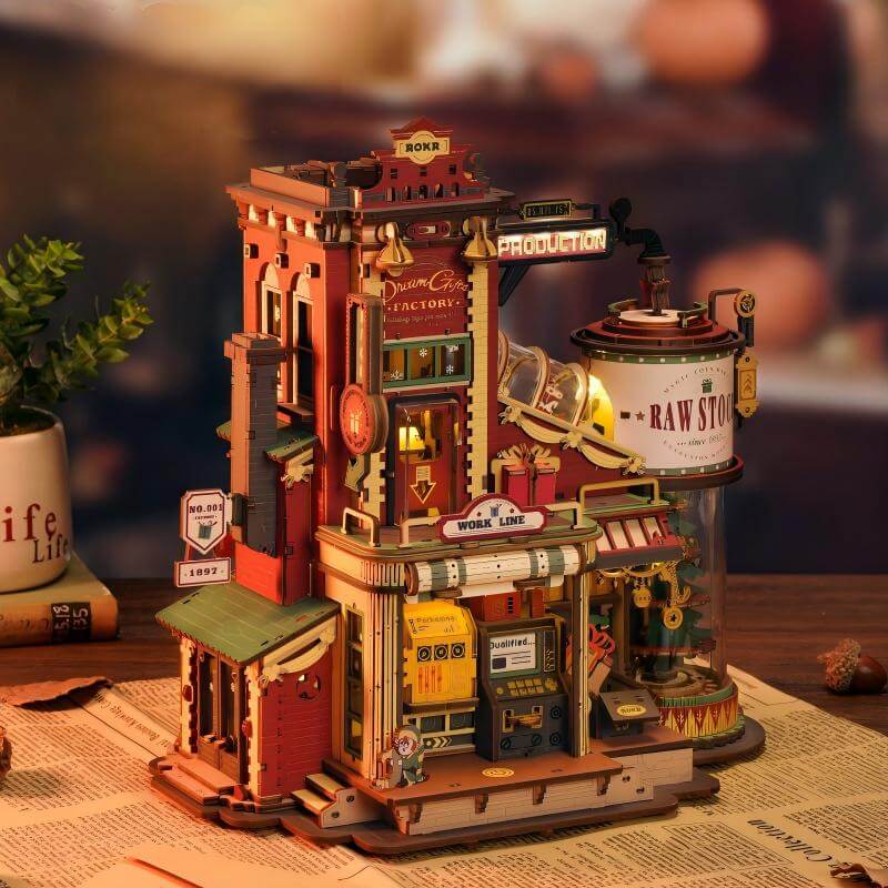Gift Factory miniature kit with 6 LED lights – warm vintage glow display