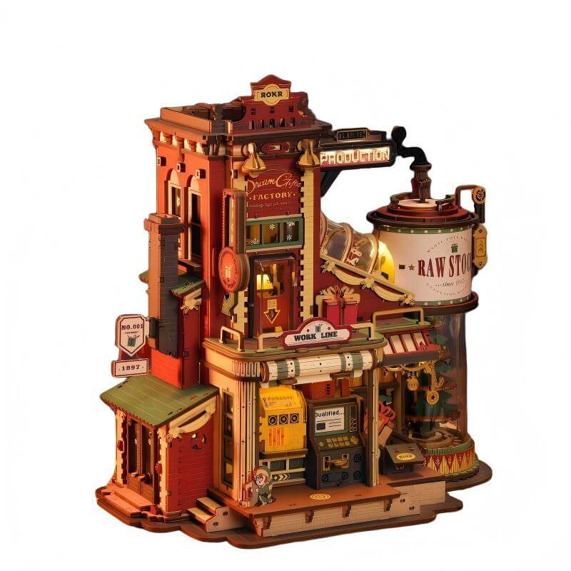Gift Factory wooden mechanical kit – European-style factory building model