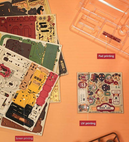 Wooden mechanical factory kit as desk gift – unique collectible for model enthusiasts