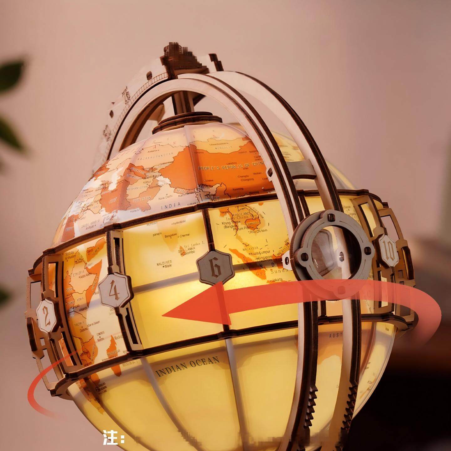3D magnifying lens detail – wooden globe mechanical model kit