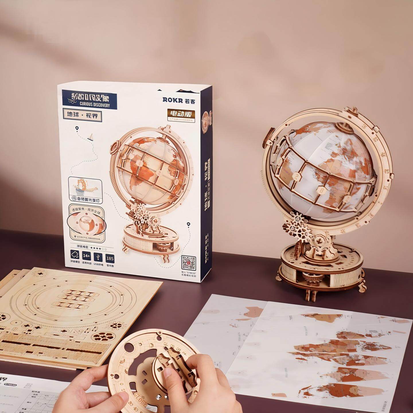 Wooden globe kit as gift – unique collectible for travellers and collectors