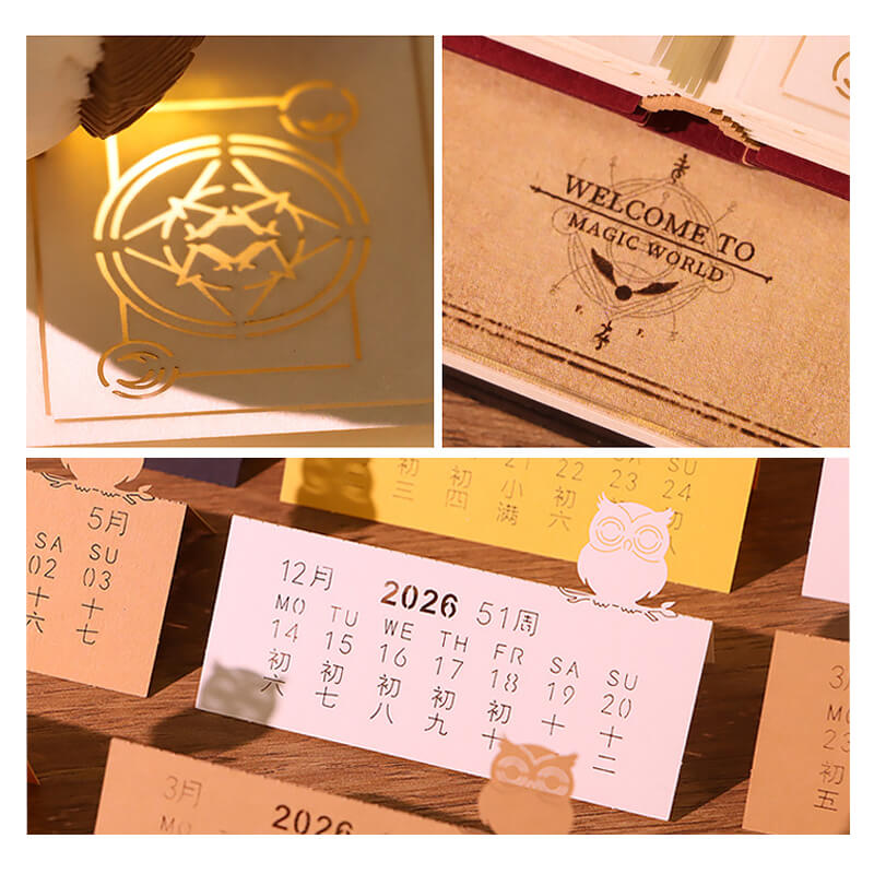 52-week pop-up desk calendar – collectible 3D paper sculpture weekly planner