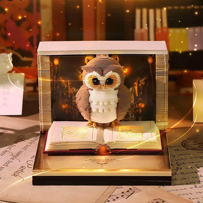 Pop-up eagle sculpture with warm LED light – 3D desk calendar ornament