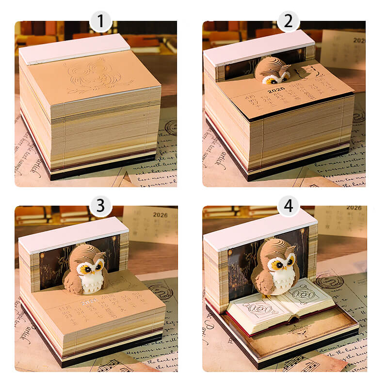3D pop-up eagle page detail – weekly tear-away paper craft desk calendar
