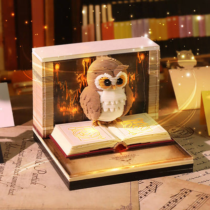 3D eagle pop-up calendar on desk – elegant paper craft ornament and weekly planner