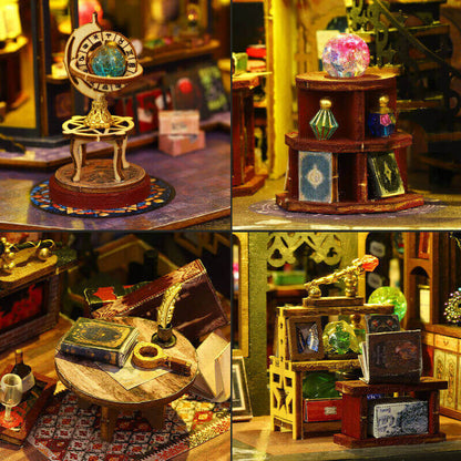 Magic Castle miniature kit close-up of handcrafted wooden details – NINEGOODS