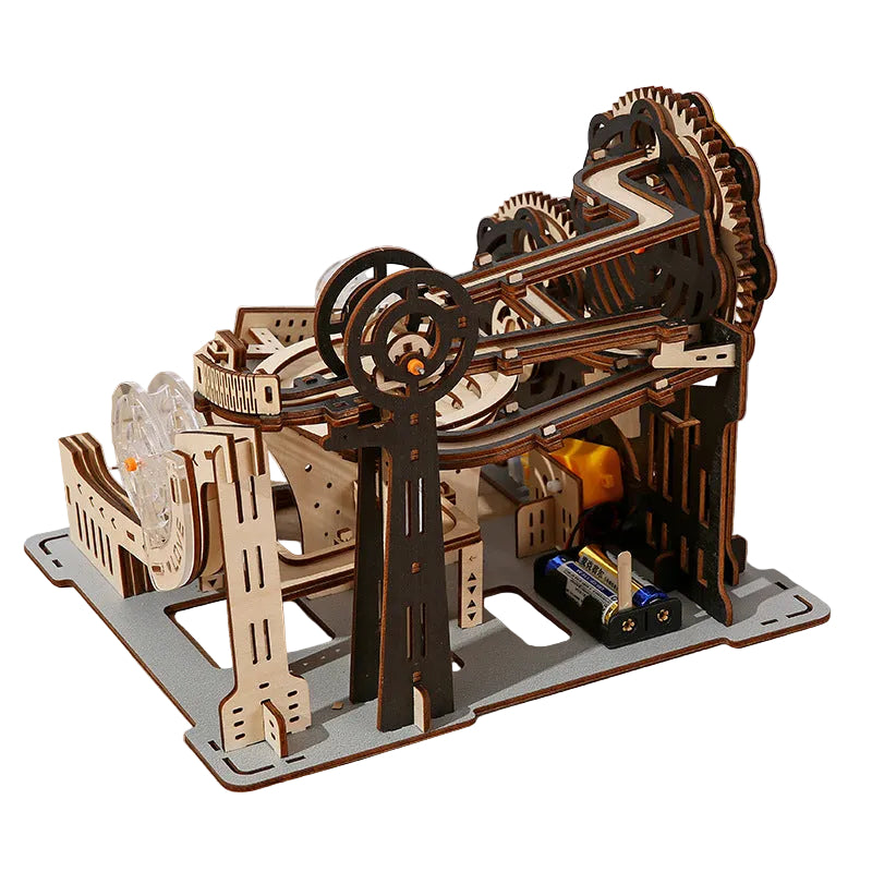 Marble Run mechanical model kit side view showing track details – NINEGOODS