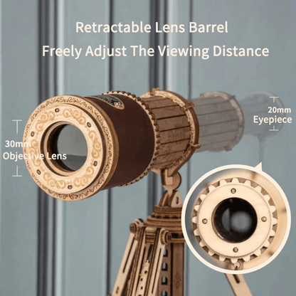 Steampunk Monocular Telescope assembled model on desk – gift for teens – NINEGOODS