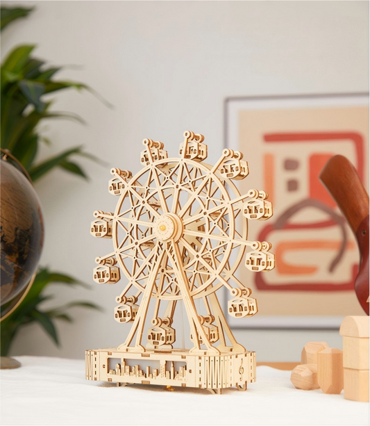 Music Ferris Wheel DIY kit detail showing rotating wheel and music mechanism – NINEGOODS