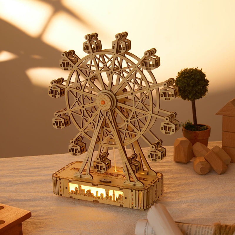 Music Ferris Wheel DIY kit lifestyle shot – handcrafted wooden music box – NINEGOODS