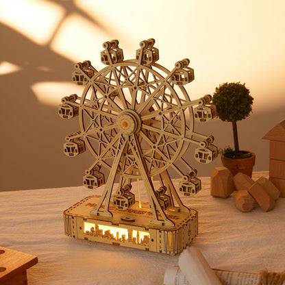 Music Ferris Wheel DIY kit lifestyle shot – handcrafted wooden music box – NINEGOODS