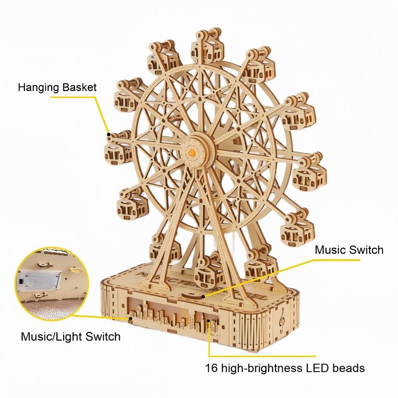 Music Ferris Wheel assembled model on desk – gift for teens and adults – NINEGOODS