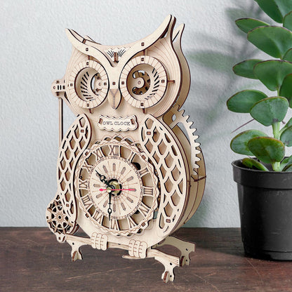 Owl Clock mechanical model kit scene view – NINEGOODS