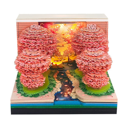 Peach Blossom Forest 3D memo pad weekly planner on desk – NINEGOODS