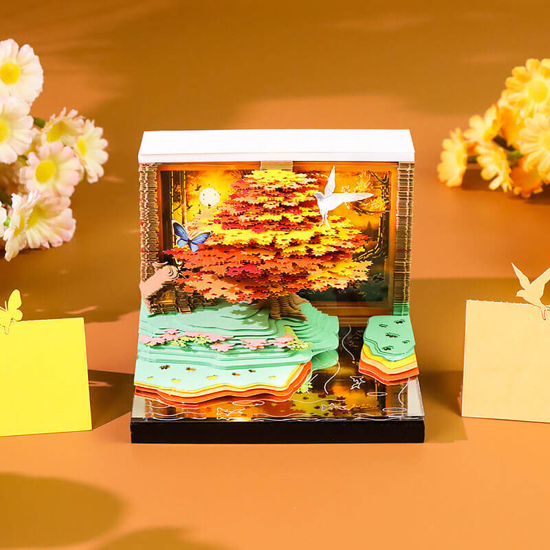 Phoenix Parasol Tree memo pad detail showing elegant parasol tree scene