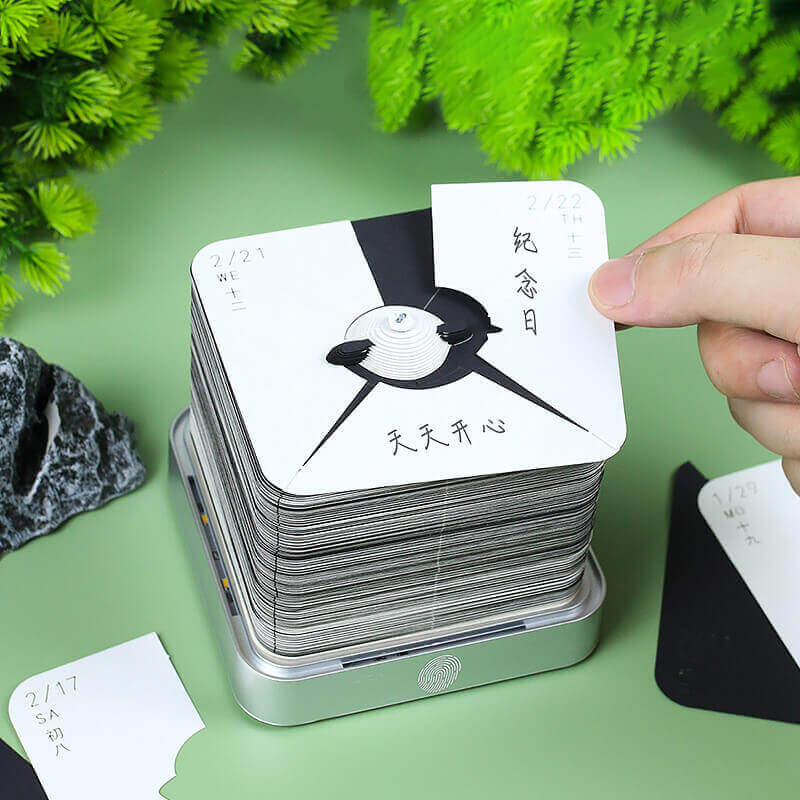 Sitting Panda pop-up desk calendar process view - ninegoods