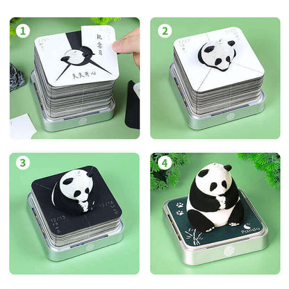 Sitting Panda pop-up desk calendar detail view - ninegoods