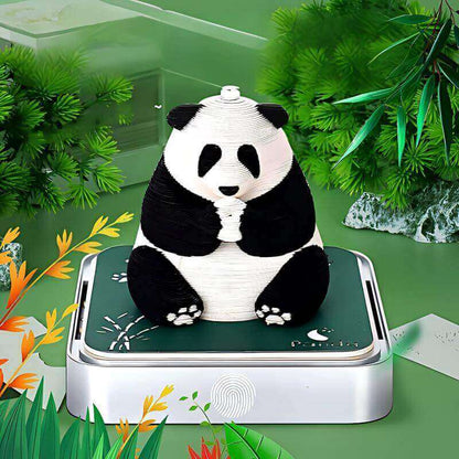 Sitting Panda pop-up desk calendar scene  view - ninegoods