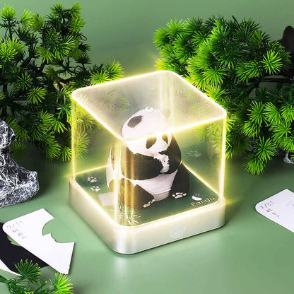 Sitting Panda pop-up desk calendar with light - ninegoods