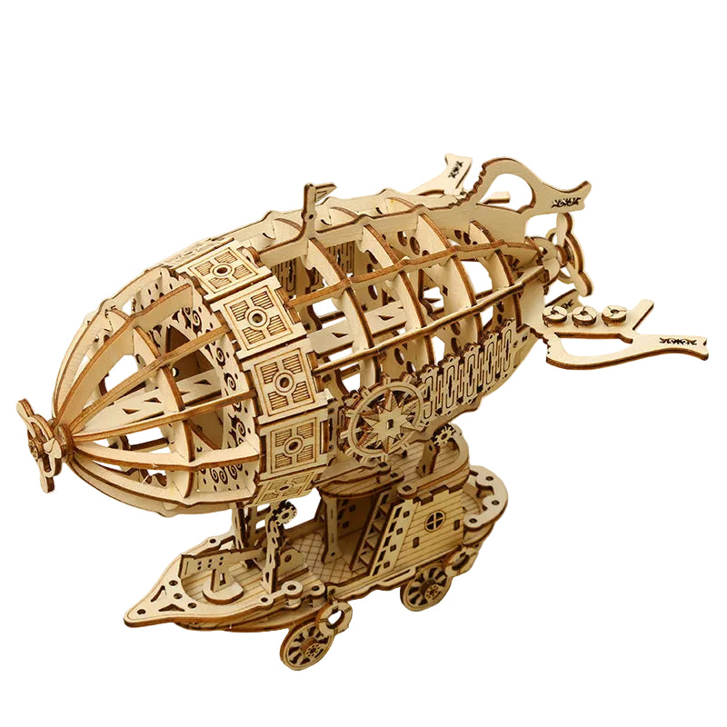 Steampunk Airship model kit side view showing intricate gear details – NINEGOODS