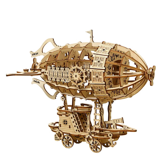 Steampunk Airship DIY kit close-up of handcrafted metal and wood parts – NINEGOODS