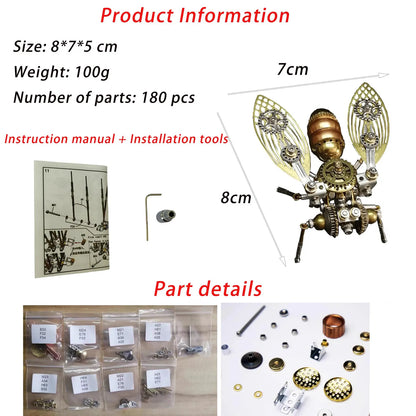 DIY mechanical bee assembly guide – step-by-step instruction sheet