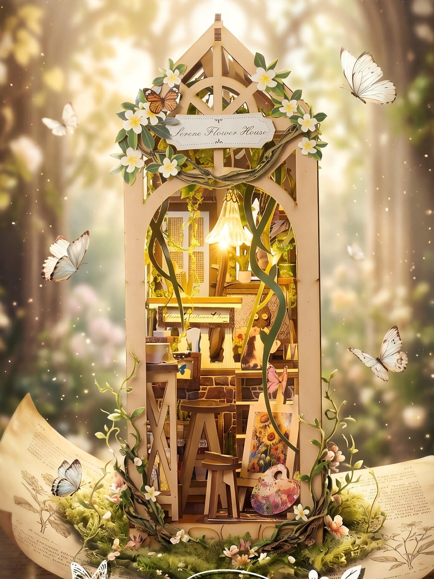 Blooming Flower House Book Nook Kit