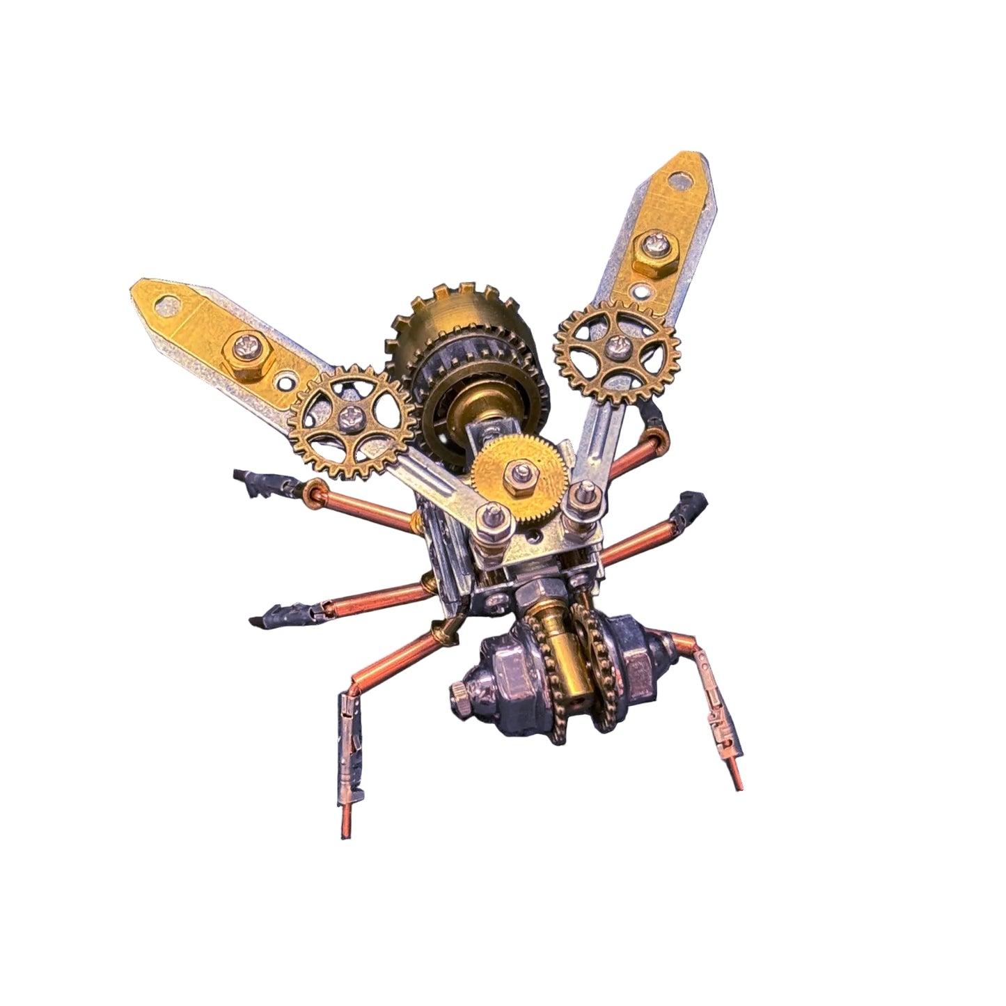 Steampunk Bee Kit variant A – assembled mechanical bee side view – NINEGOODS